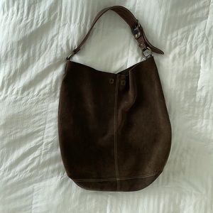 Brown Suede Tote Purse